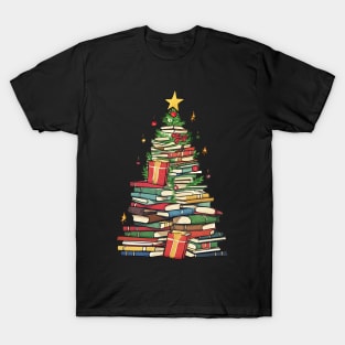 Bookworm Christmas Tree books T-Shirt